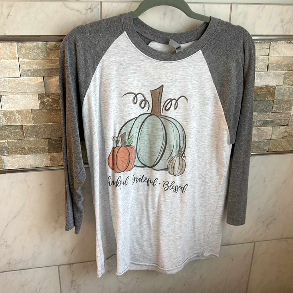 Pumpkin Baseball Tee Euc